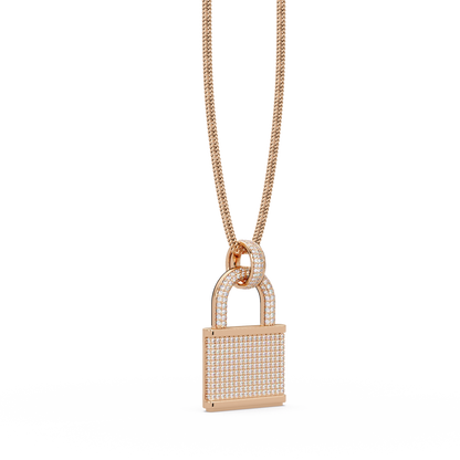 Diamond Lock Pendant Necklace