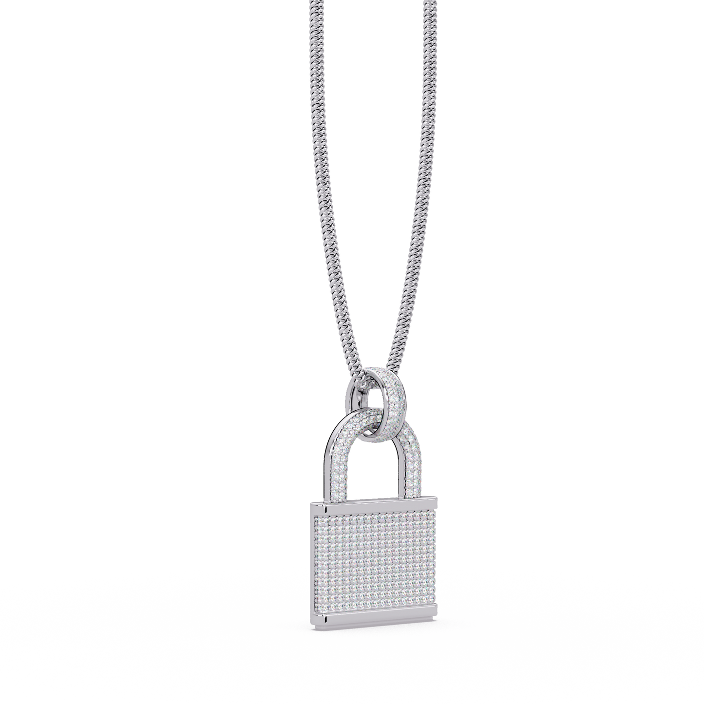 2.05 ct Diamond Lock Pendant Necklace – 14K Solid Gold |
