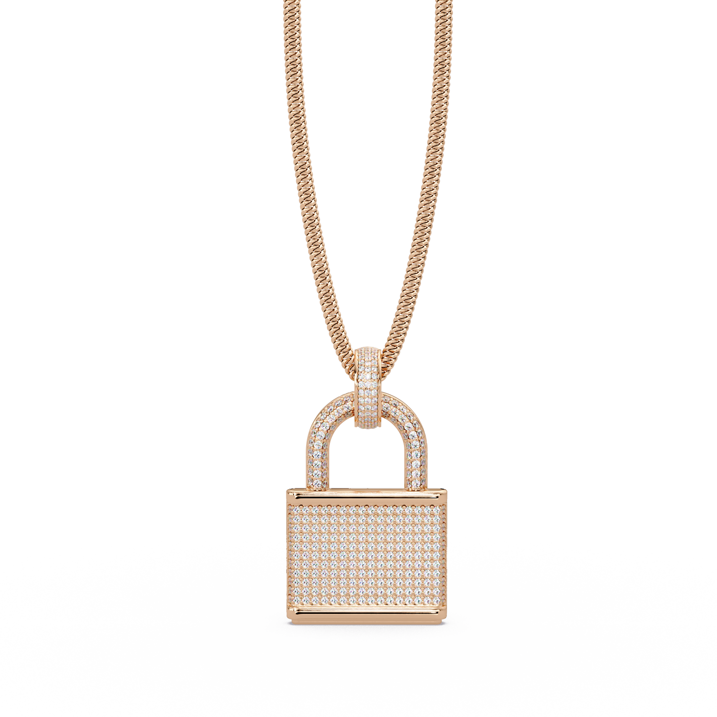 2.05 ct Diamond Lock Pendant Necklace – 14K Solid Gold |