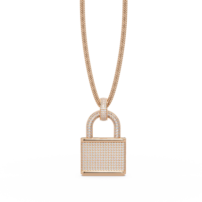 Diamond Lock Pendant Necklace