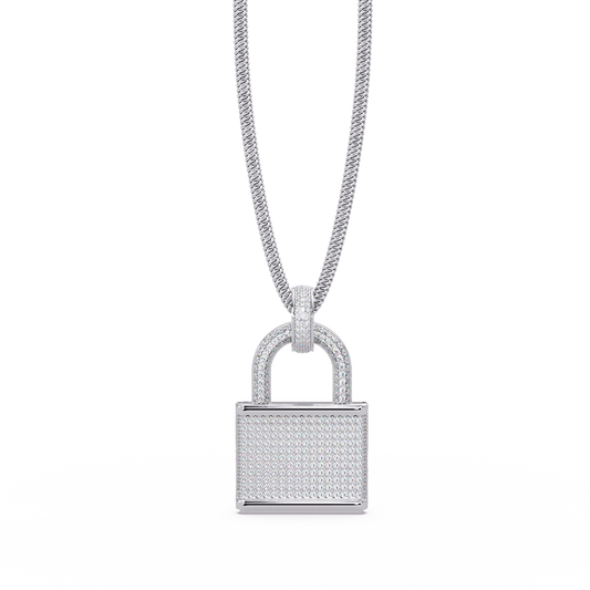 2.05 ct Diamond Lock Pendant Necklace – 14K Solid Gold |