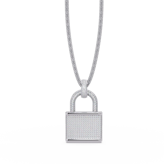Diamond Lock Pendant Necklace