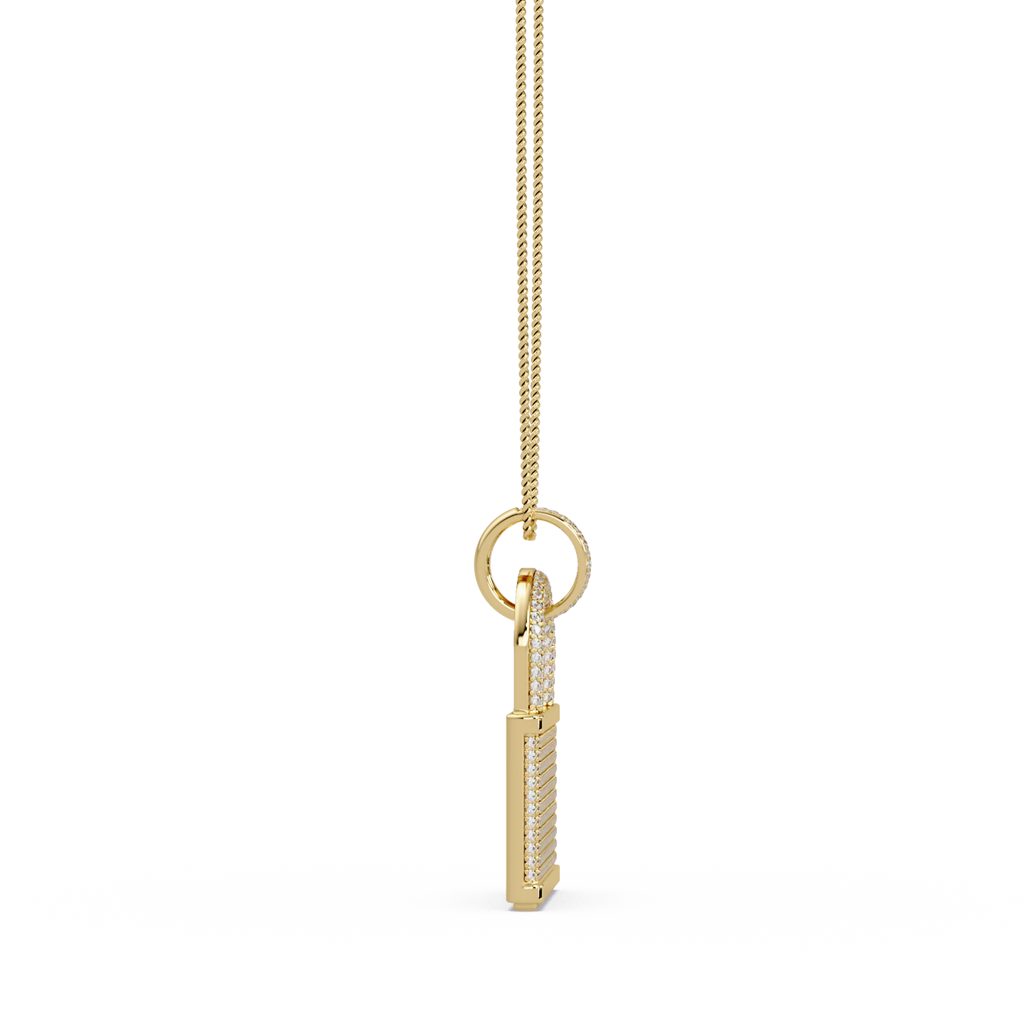 2.05 ct Diamond Lock Pendant Necklace – 14K Solid Gold |