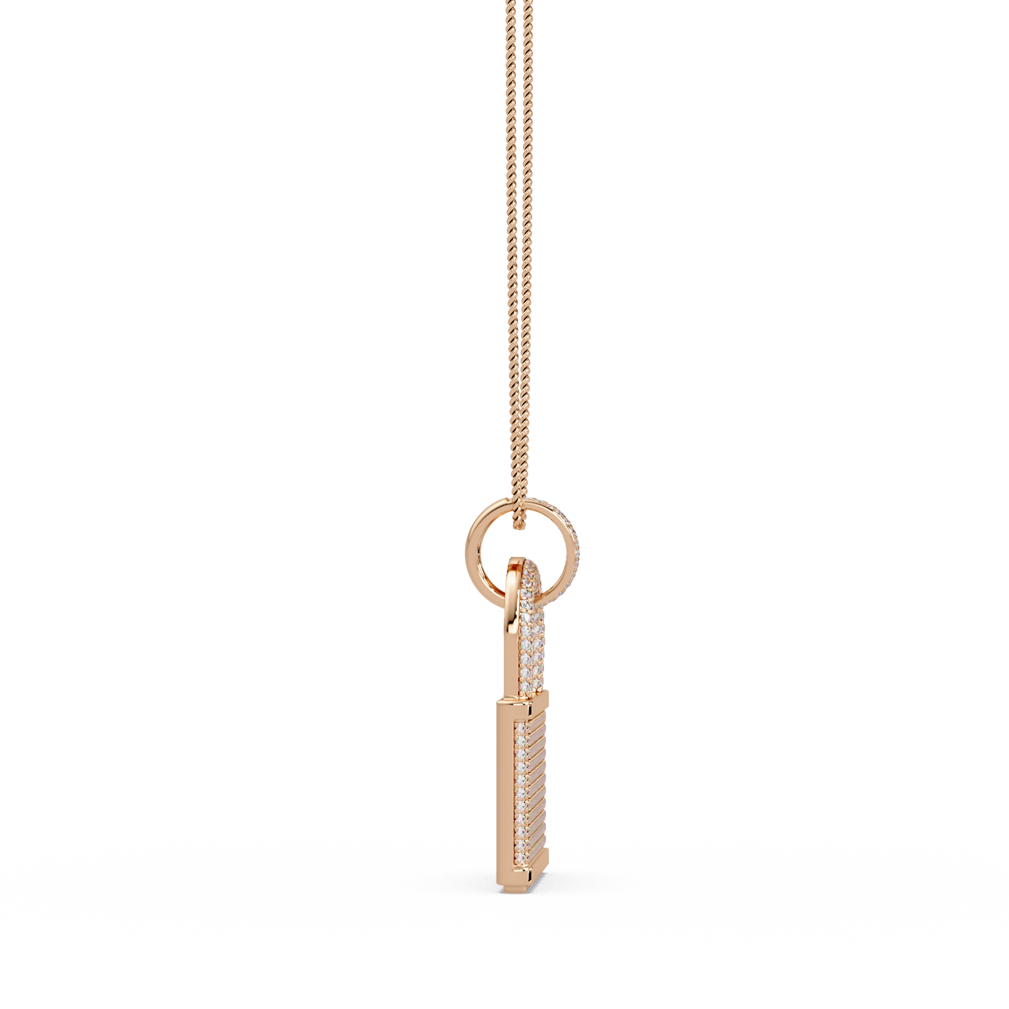 2.05 ct Diamond Lock Pendant Necklace – 14K Solid Gold |