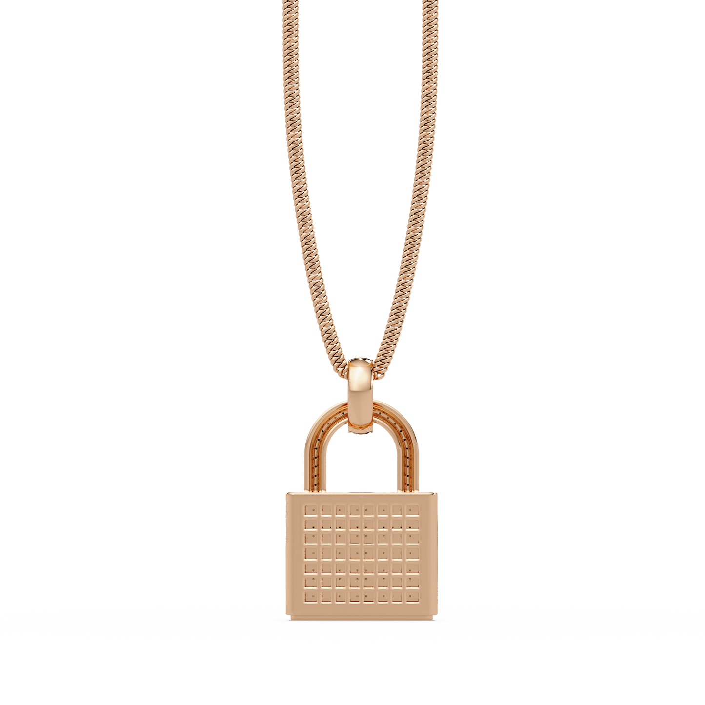 2.05 ct Diamond Lock Pendant Necklace – 14K Solid Gold |