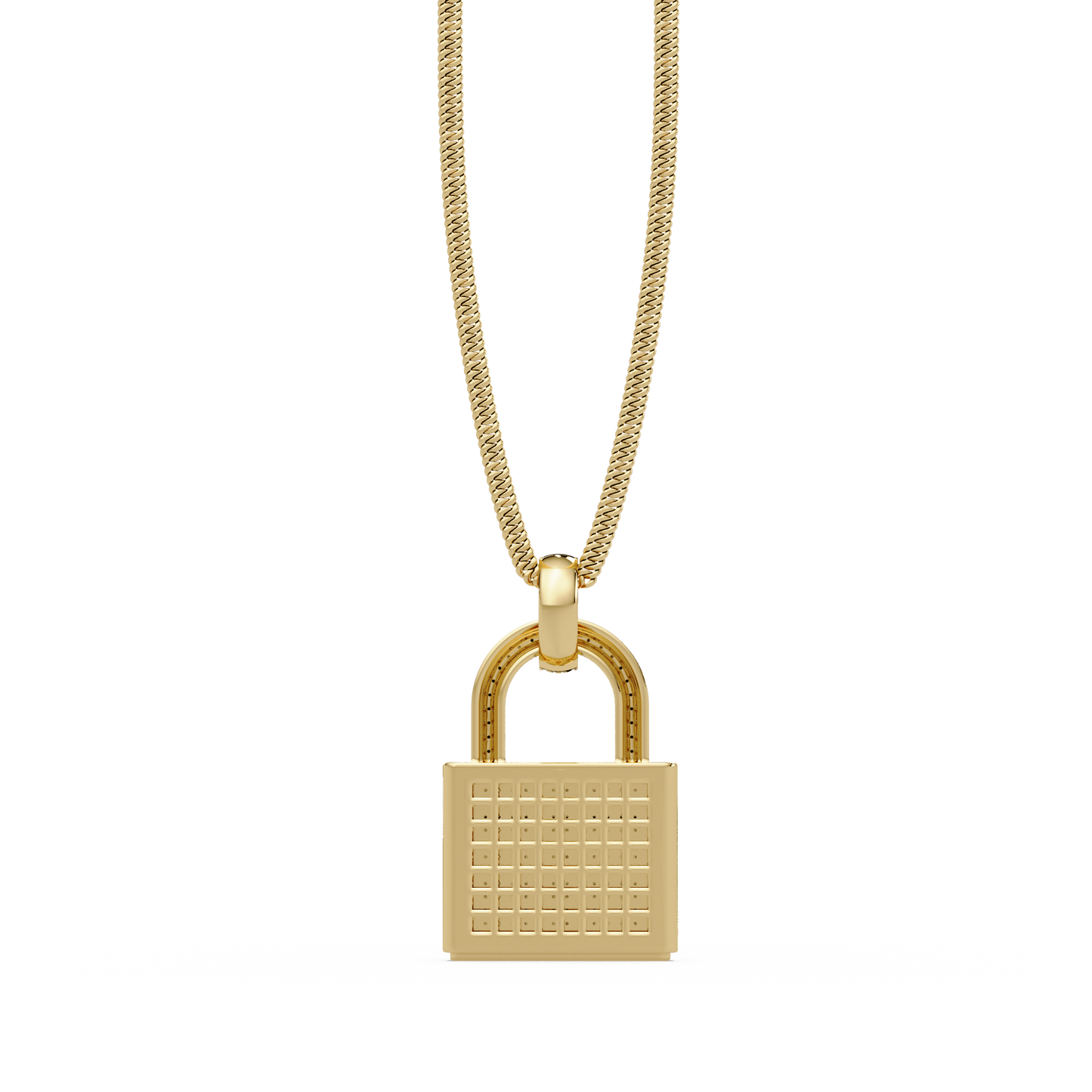 2.05 ct Diamond Lock Pendant Necklace – 14K Solid Gold |