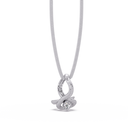 Ribbon Teardrop Diamond Pendant Necklace