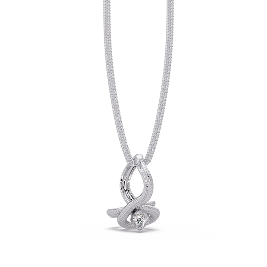 Ribbon Teardrop Diamond Pendant Necklace