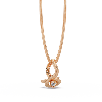 Ribbon Teardrop Diamond Pendant Necklace