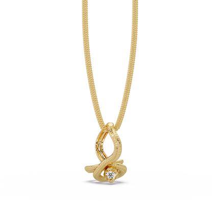 Ribbon Teardrop Diamond Pendant Necklace