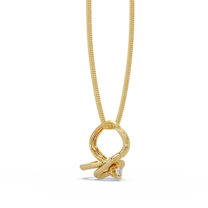 Ribbon Teardrop Diamond Pendant Necklace