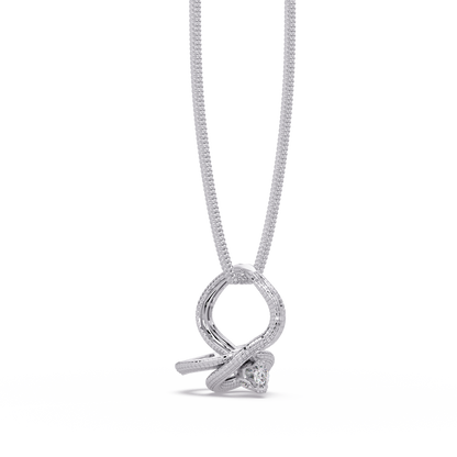 Ribbon Teardrop Diamond Pendant Necklace