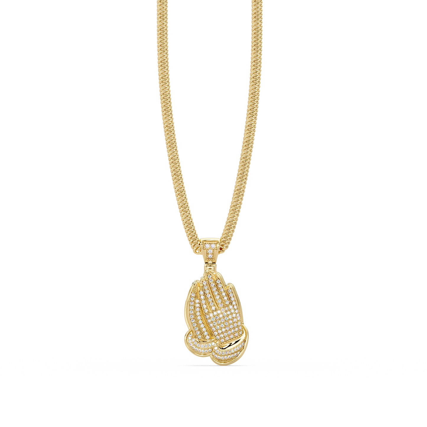 0.35 ct Praying Hands Diamond Pendant Necklace | 14K Gold |