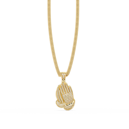 Praying Hands Diamond Pendant Necklace