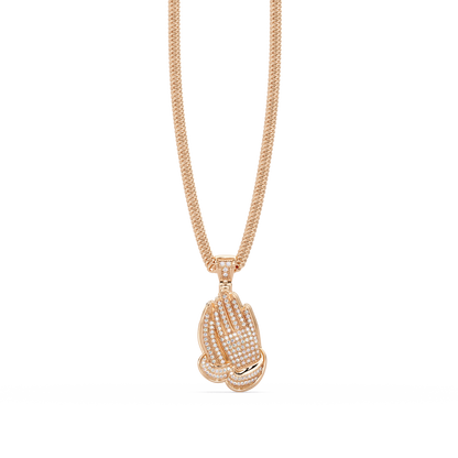 Praying Hands Diamond Pendant Necklace