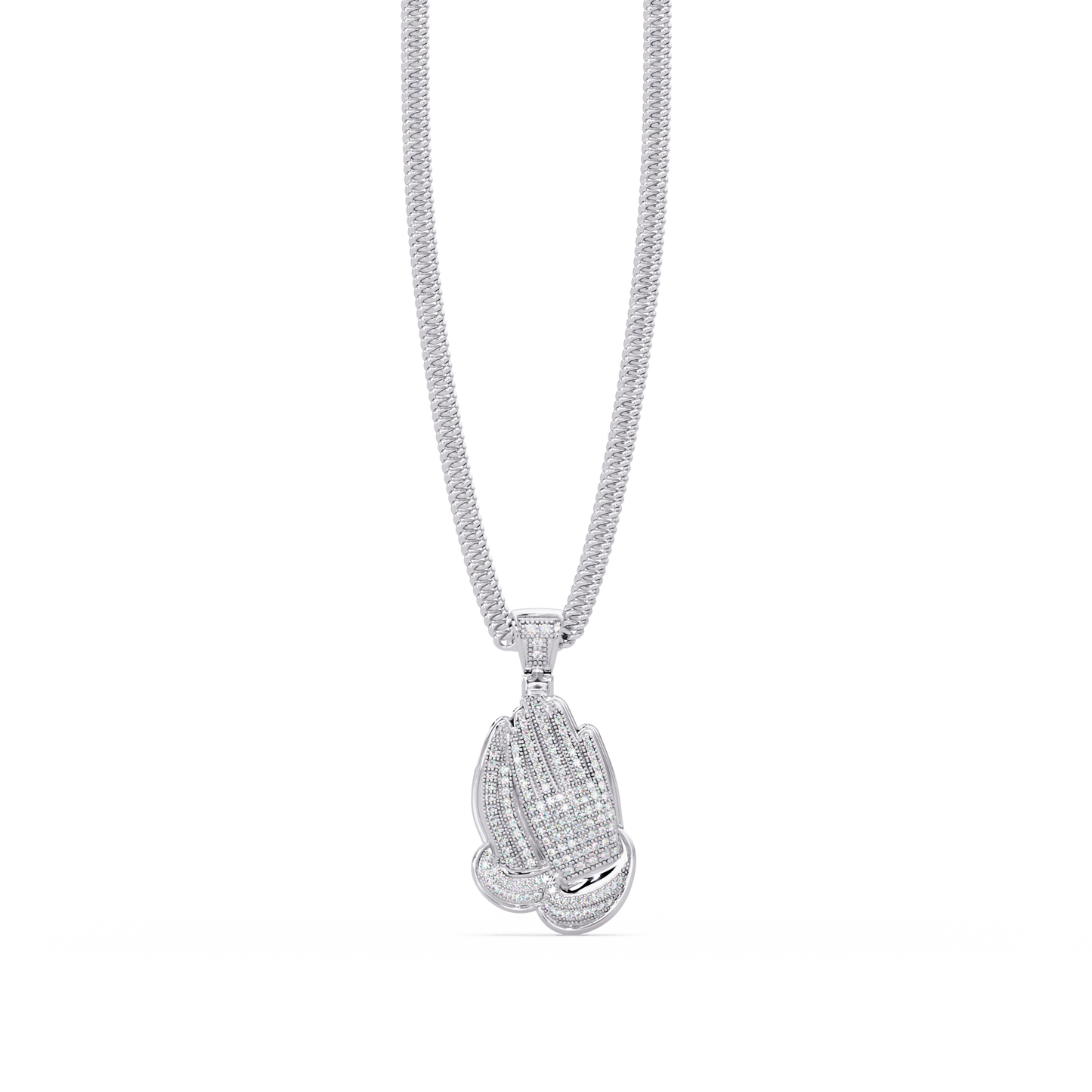 0.35 ct Praying Hands Diamond Pendant Necklace | 14K Gold |