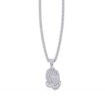 Praying Hands Diamond Pendant Necklace