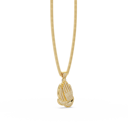 Praying Hands Diamond Pendant Necklace