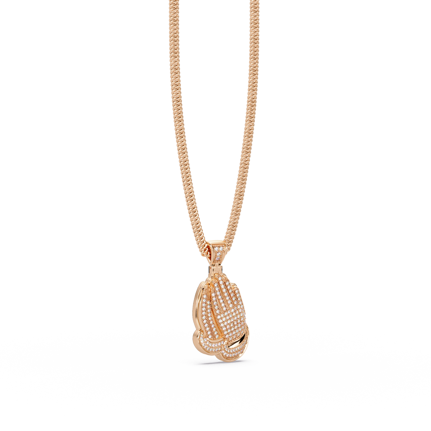0.35 ct Praying Hands Diamond Pendant Necklace | 14K Gold |