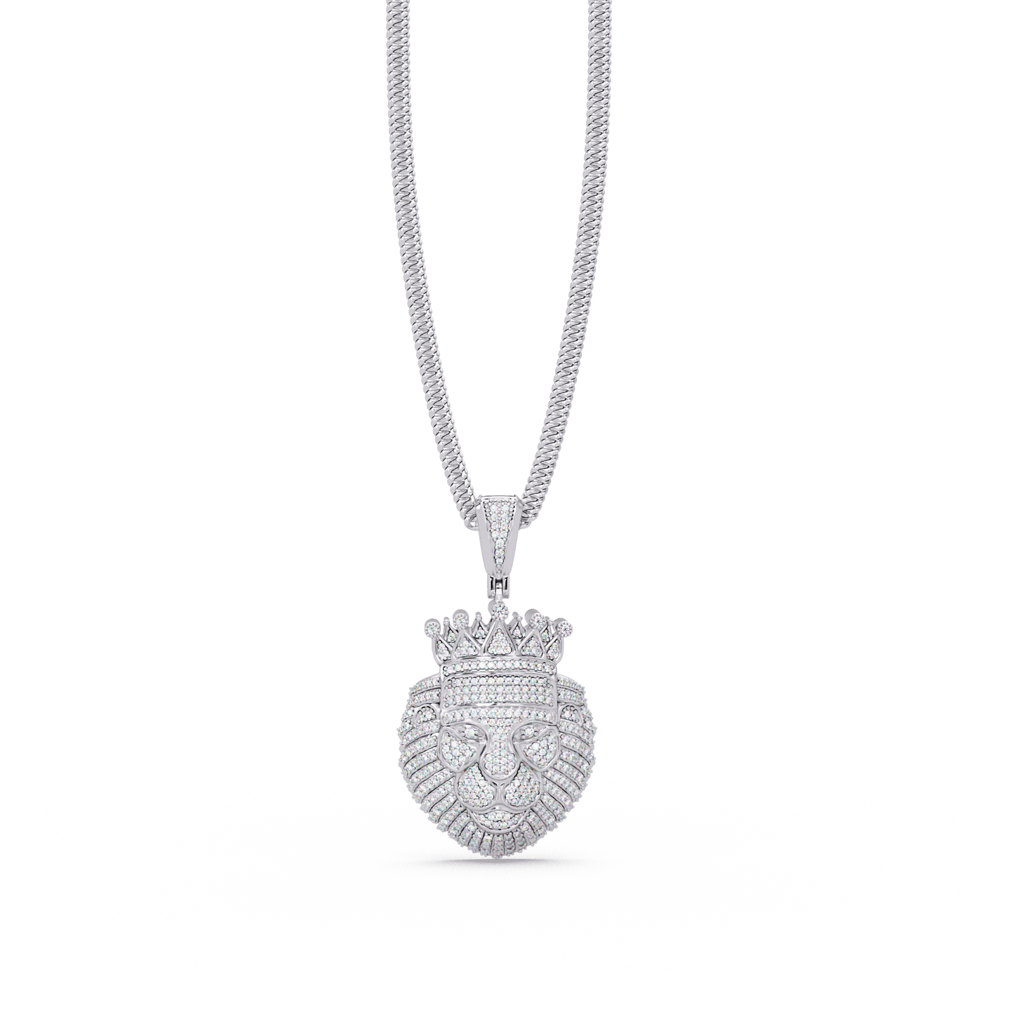 1.36 ct Crowned Lion Diamond Pendant Necklace | 14K Gold |
