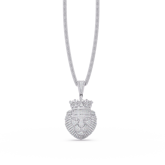 1.36 ct Crowned Lion Diamond Pendant Necklace | 14K Gold |