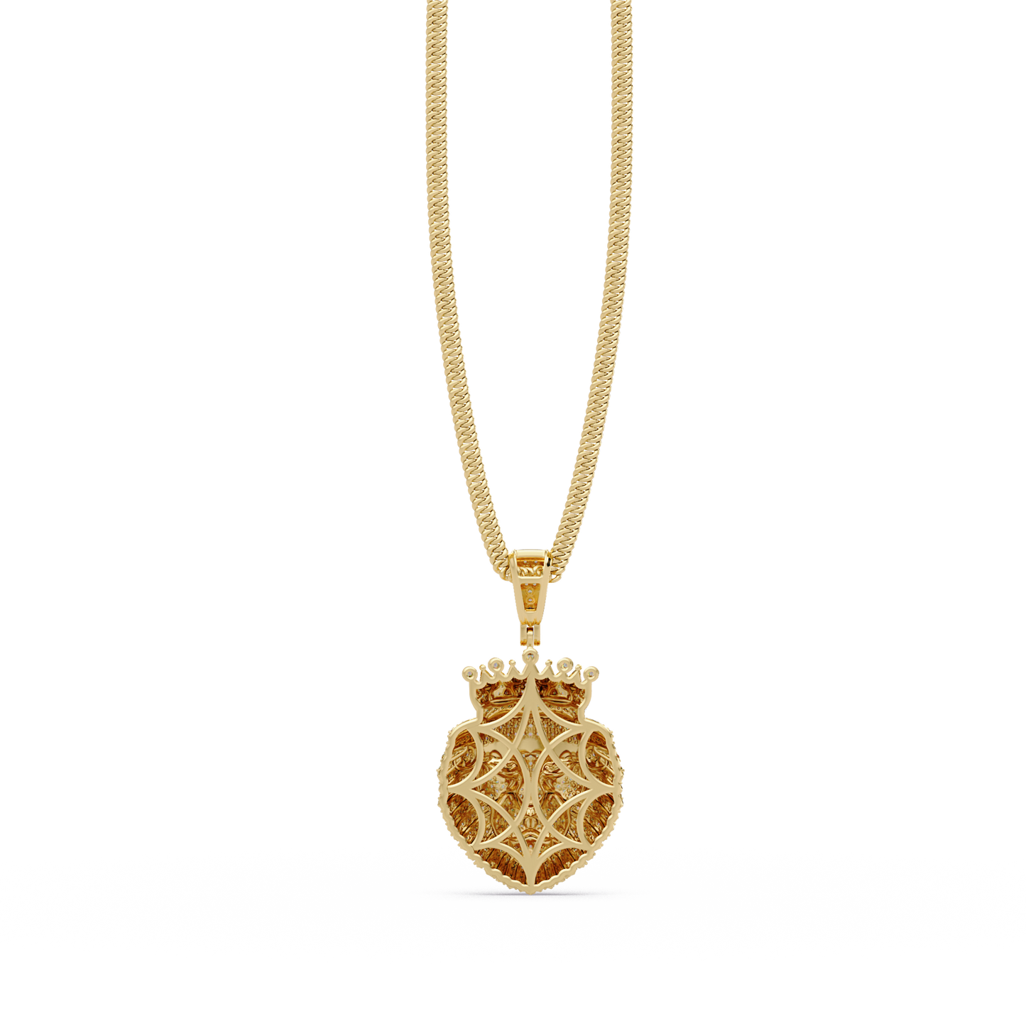 1.36 ct Crowned Lion Diamond Pendant Necklace | 14K Gold |