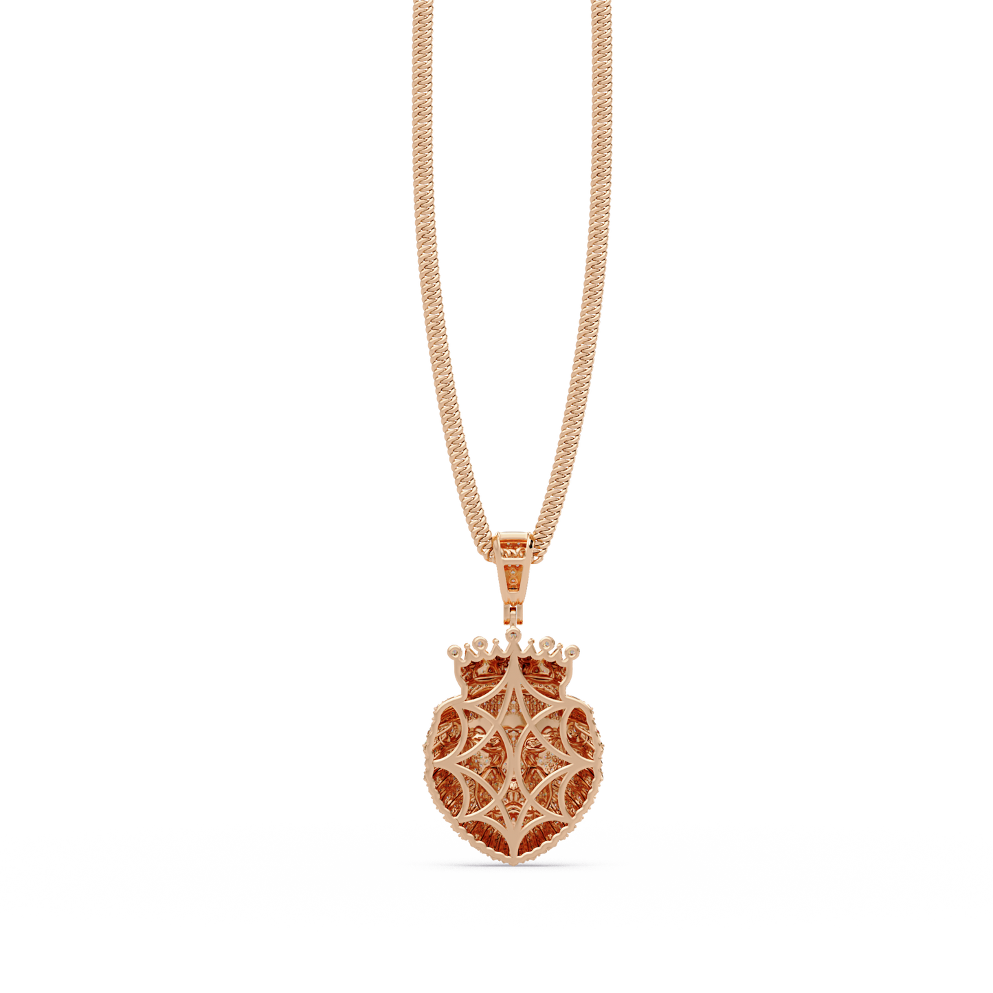 1.36 ct Crowned Lion Diamond Pendant Necklace | 14K Gold |