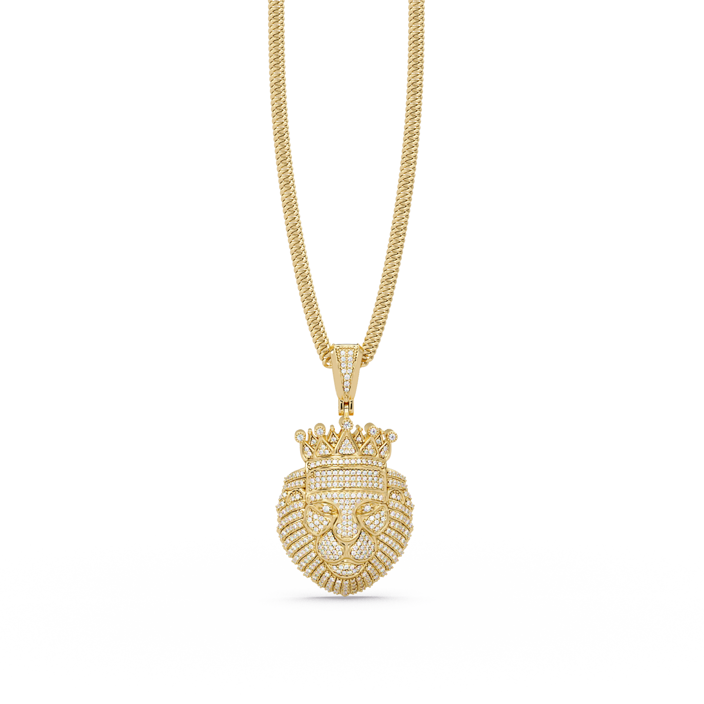 1.36 ct Crowned Lion Diamond Pendant Necklace | 14K Gold |