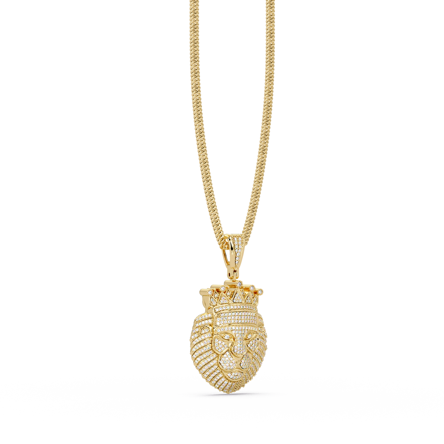 1.36 ct Crowned Lion Diamond Pendant Necklace | 14K Gold |