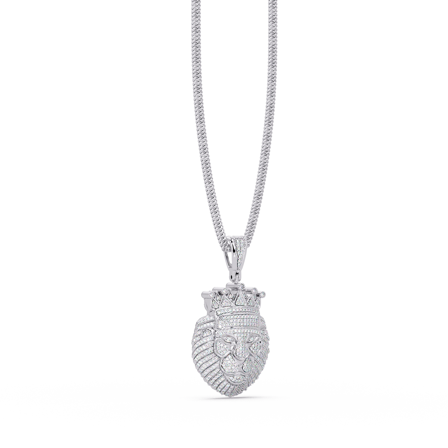 1.36 ct Crowned Lion Diamond Pendant Necklace | 14K Gold |