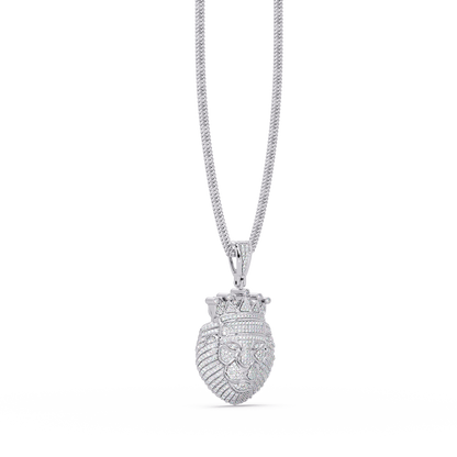 Crowned Lion Diamond Pendant Necklace