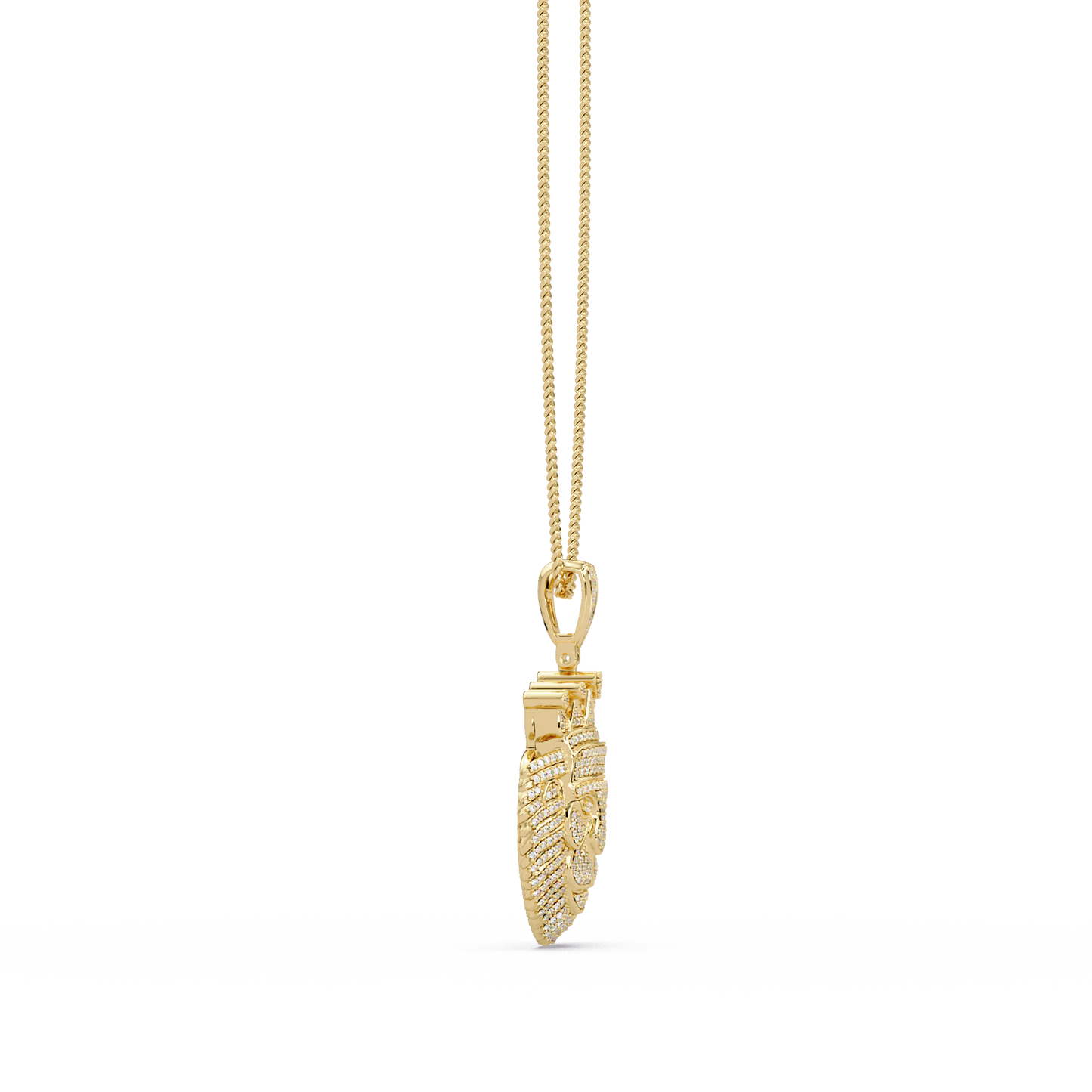 1.36 ct Crowned Lion Diamond Pendant Necklace | 14K Gold |