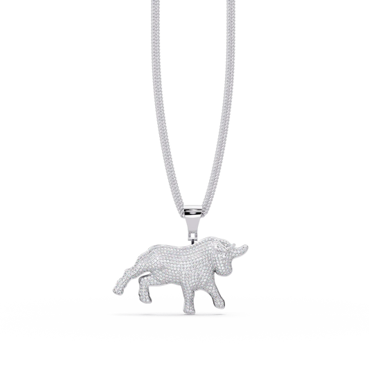 Bull Diamond Pendant Necklace