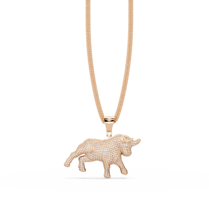 Bull Diamond Pendant Necklace