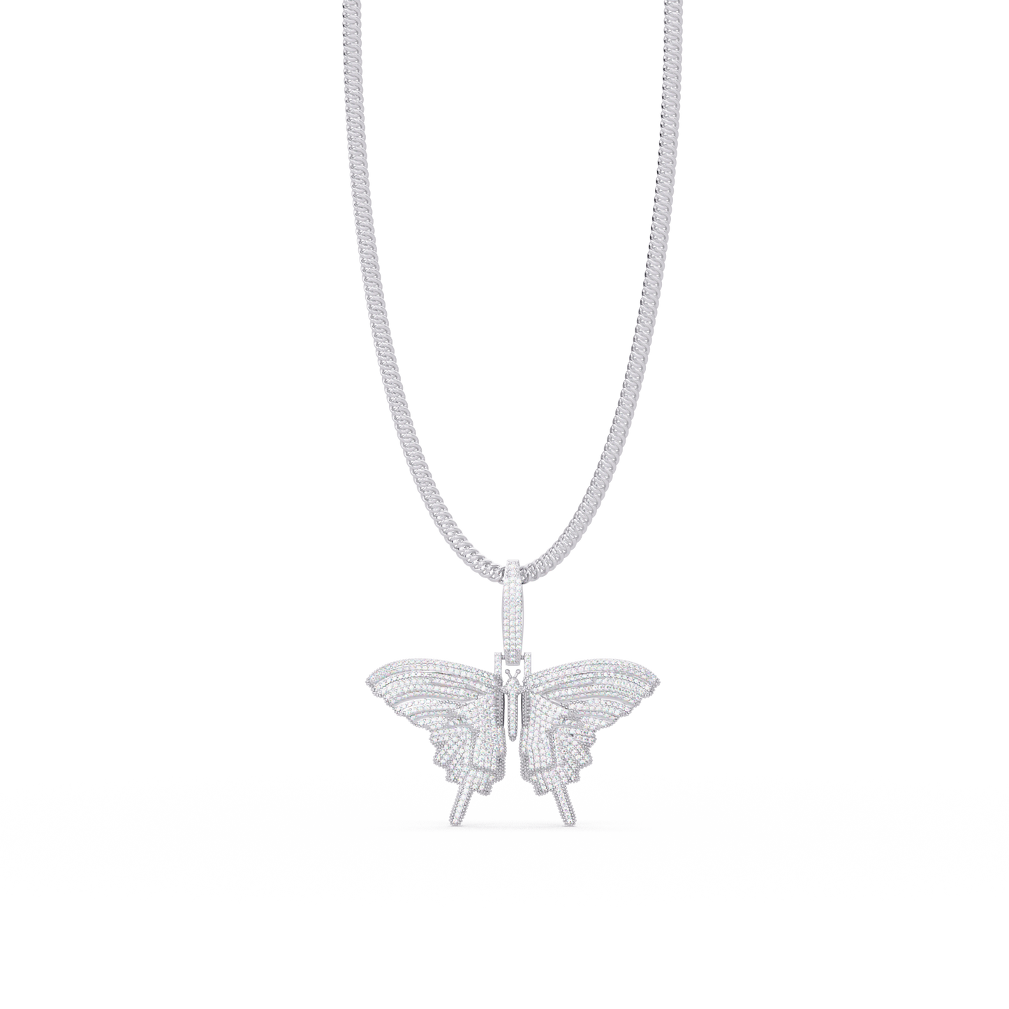 1.93 ct Butterfly Diamond Pendant Necklace | 14K Gold |