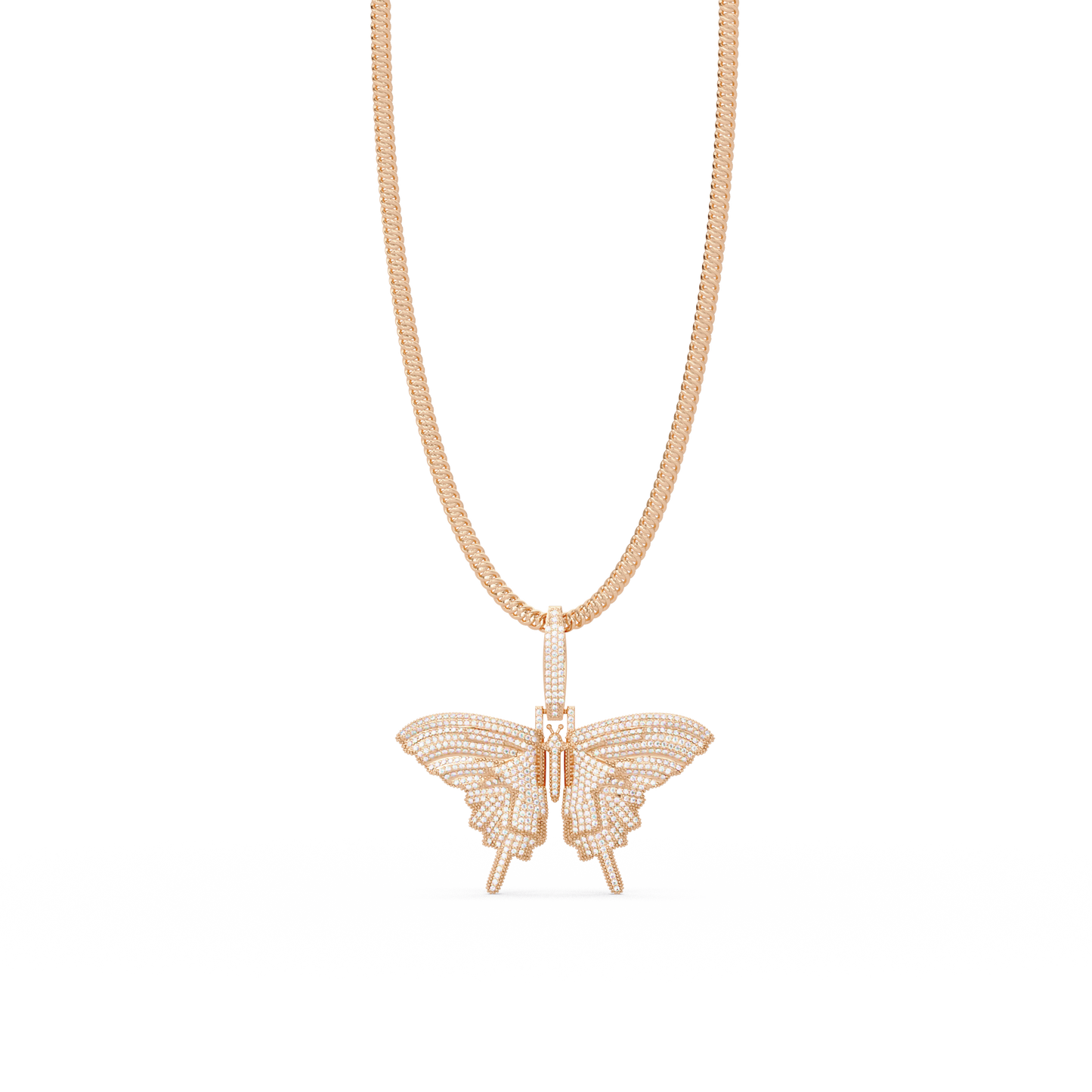 1.93 ct Butterfly Diamond Pendant Necklace | 14K Gold |