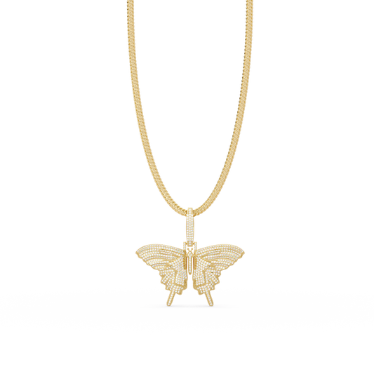 1.93 ct Butterfly Diamond Pendant Necklace | 14K Gold |