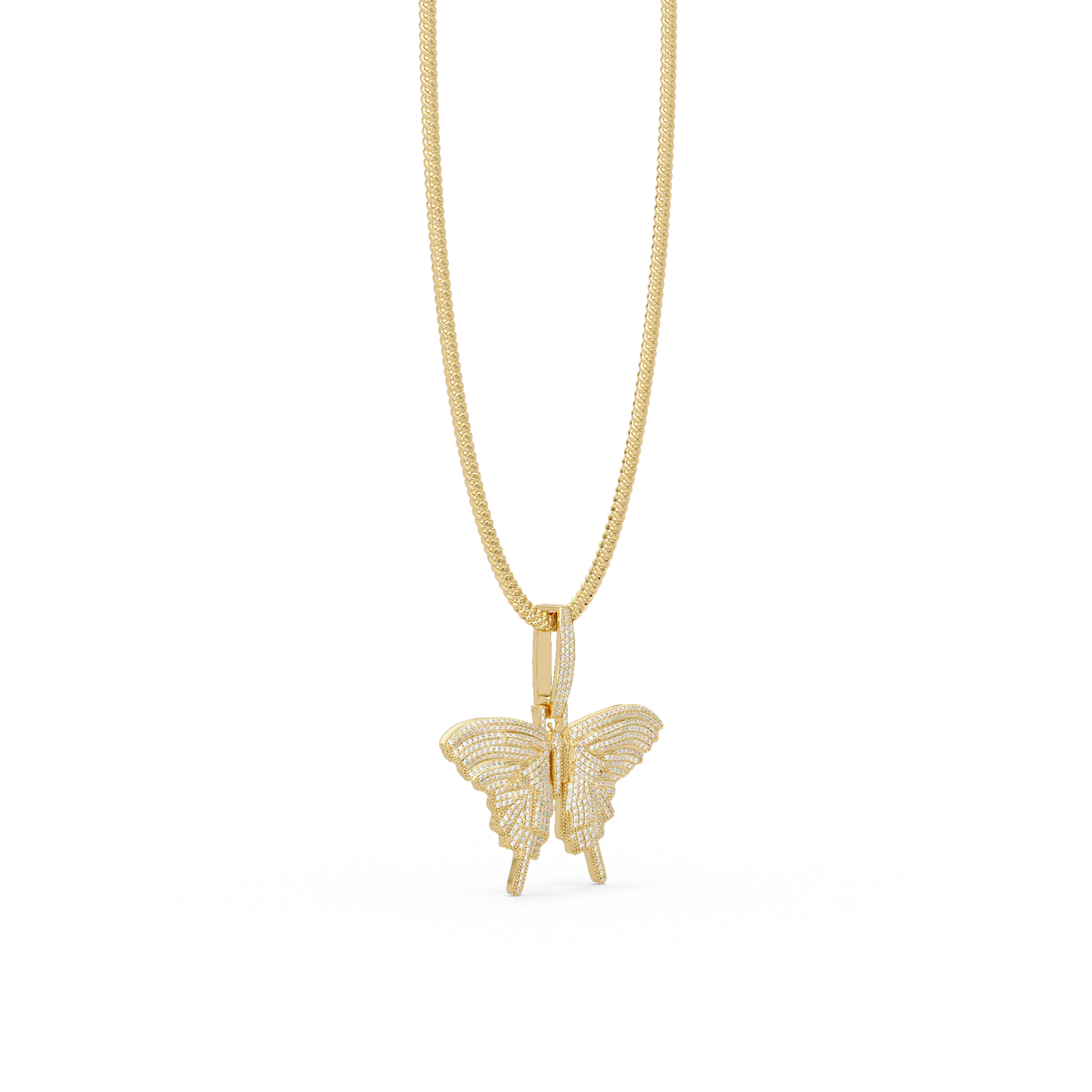 1.93 ct Butterfly Diamond Pendant Necklace | 14K Gold |