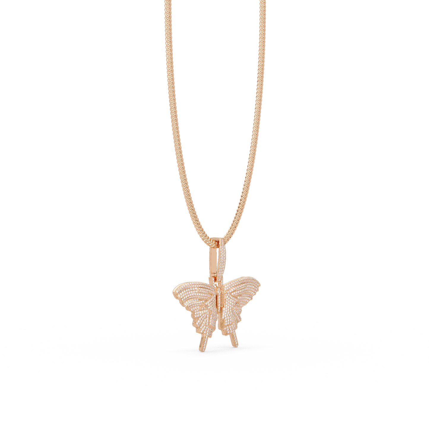 1.93 ct Butterfly Diamond Pendant Necklace | 14K Gold |