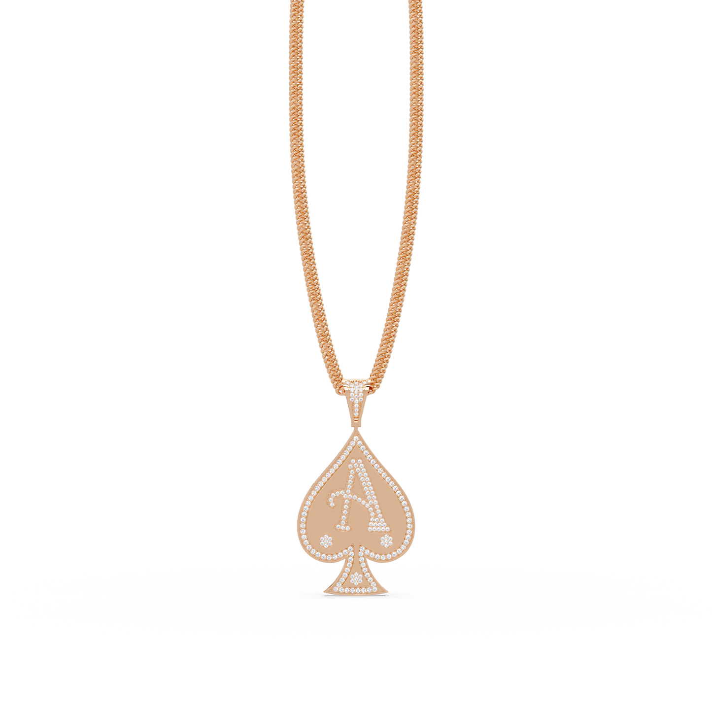 0.92 ct Ace Spade Diamond Pendant Necklace | 14K Gold |