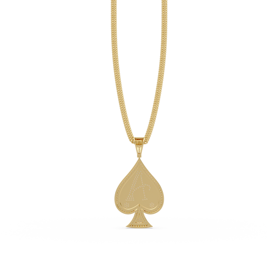 0.92 ct Ace Spade Diamond Pendant Necklace | 14K Gold |