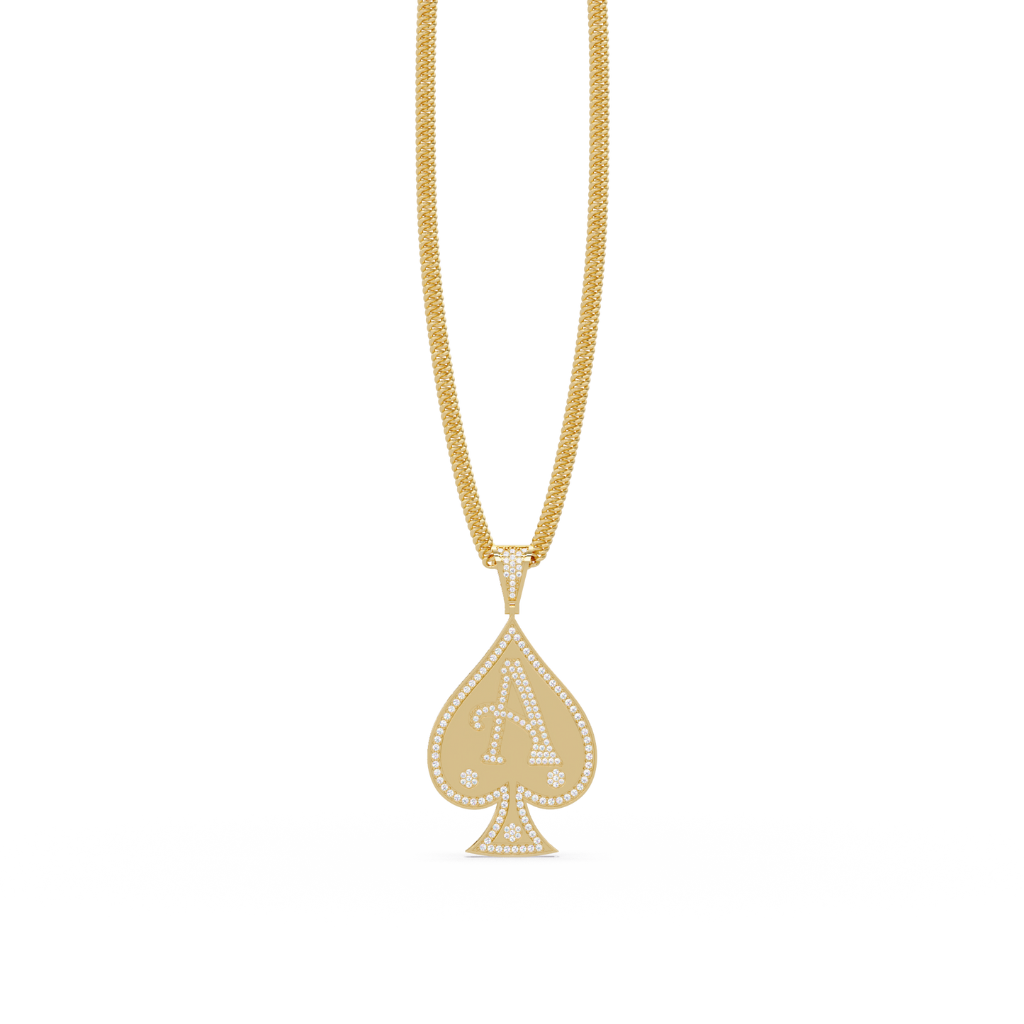 0.92 ct Ace Spade Diamond Pendant Necklace | 14K Gold |
