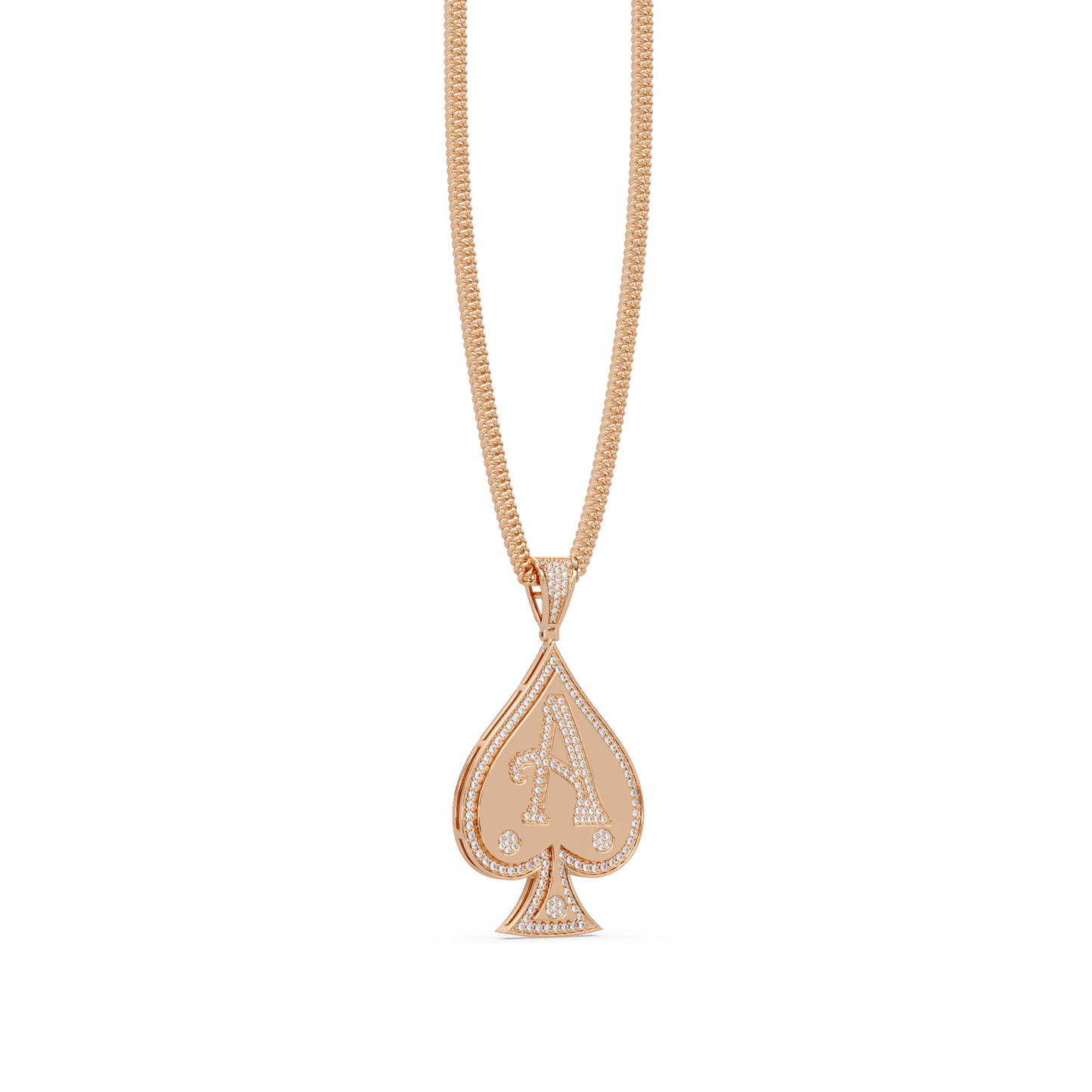 0.92 ct Ace Spade Diamond Pendant Necklace | 14K Gold |