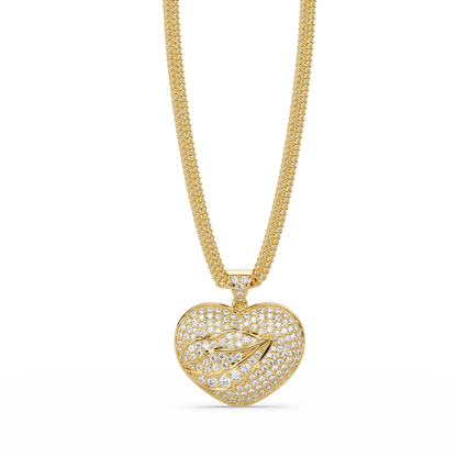 Leaf Heart Diamond Pendant Necklace