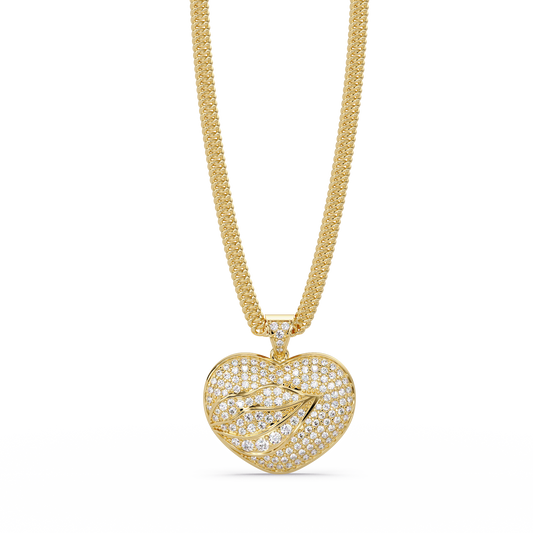 1.66 ct Leaf Heart Diamond Pendant Necklace | 14K Gold |