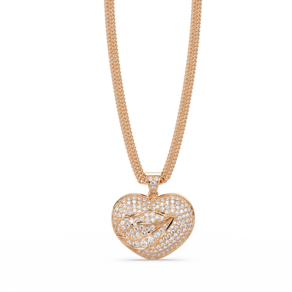Leaf Heart Diamond Pendant Necklace