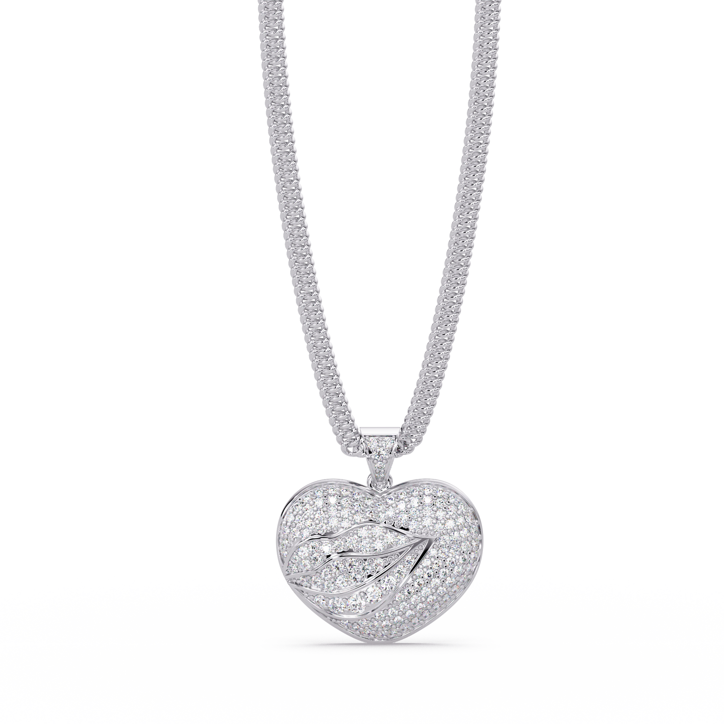 1.66 ct Leaf Heart Diamond Pendant Necklace | 14K Gold |