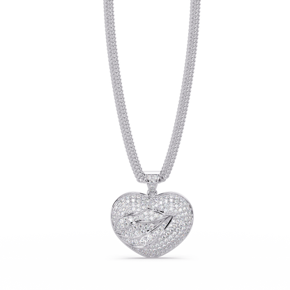 Leaf Heart Diamond Pendant Necklace