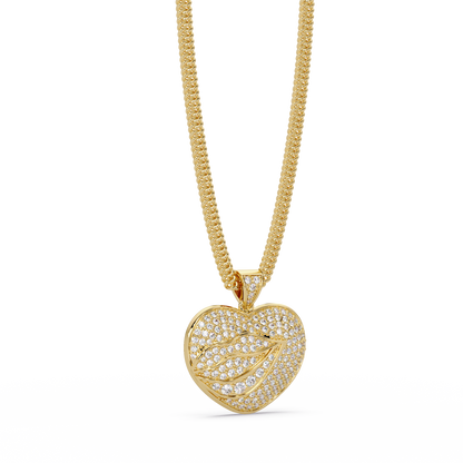 Leaf Heart Diamond Pendant Necklace