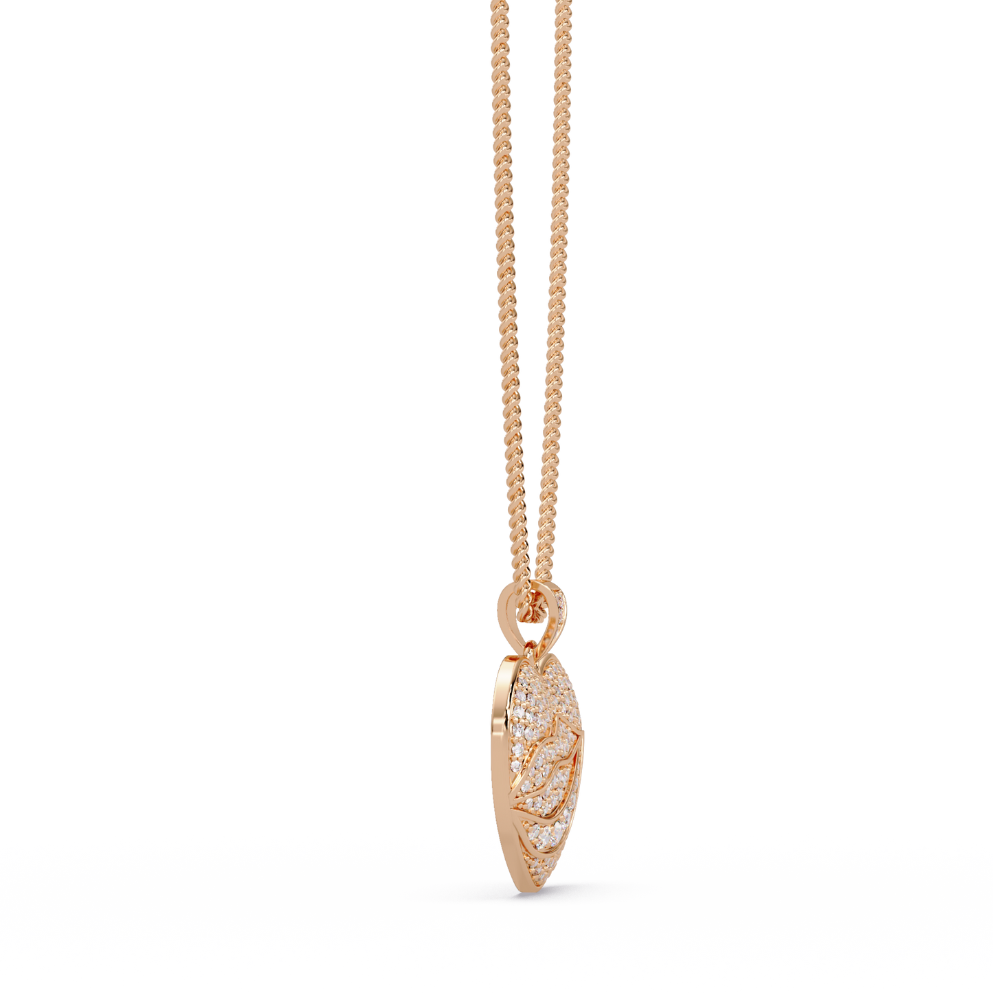 1.66 ct Leaf Heart Diamond Pendant Necklace | 14K Gold |